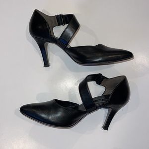 Paul’ Green black wrap around ankle heels